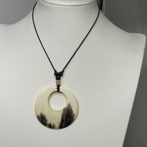 necklace costume jewelry Natural neutral pendant dark cord boho bohemian trendy